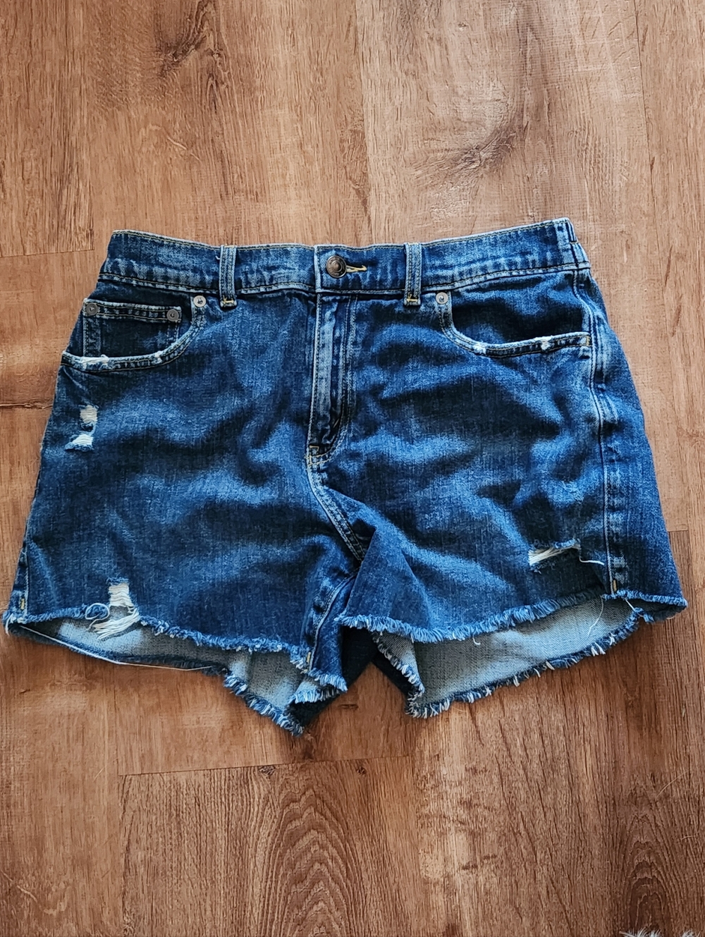 Aerie Dark Blue Denim Cutoff Shorts, Size M